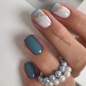 2/$16 Boho Blue Glitter Press On Nails